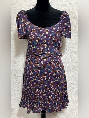 NWT Band of the Free Coraline Purple Floral Crossover Mini Dress